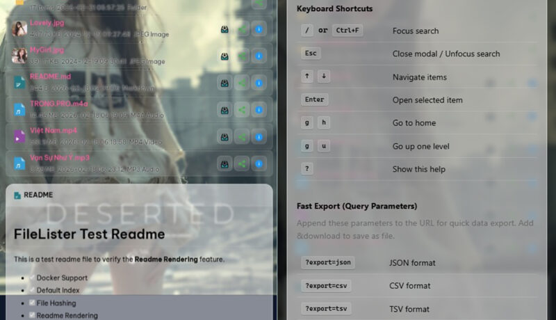 FileLister – Trình hiển thị danh sách file nâng cao (Enhanced Directory Listing)